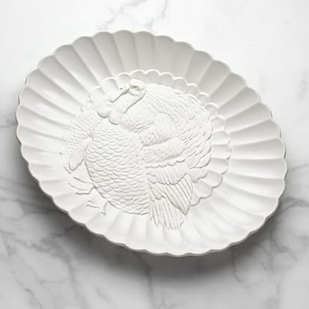 Lenox French Perle Scalloped Turkey Platter 18in Thanksgiving Serving Dish NEW
